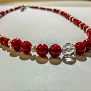 Red Handmade Beaded Necklace
